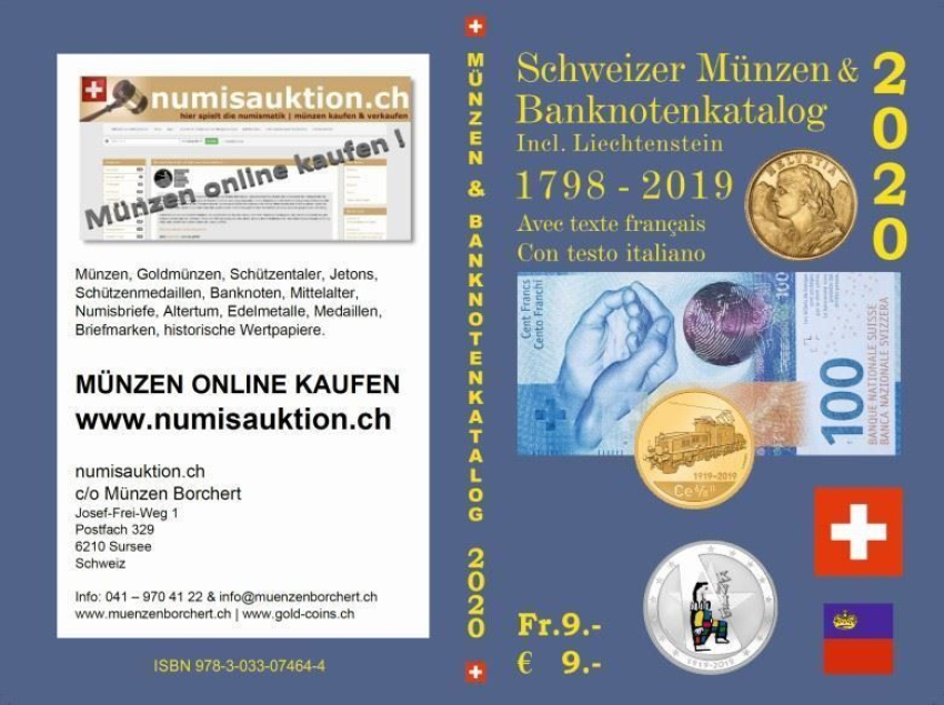 Münzenkatalog Schweiz 2020 inkl. Liechtenstein | Münzen Banknoten Kantonsmünzen Goldmünzen Gedenkmünzen